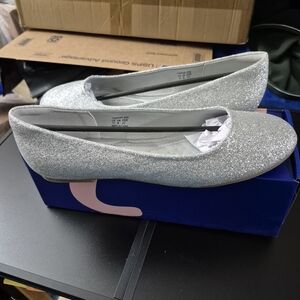 Silver Glitter Flats Size 11